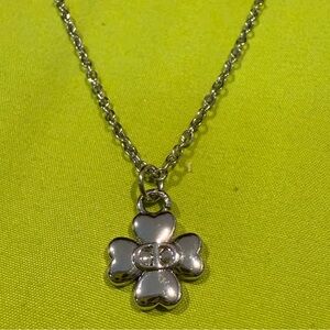 Silver CD Clover Pendant Necklace